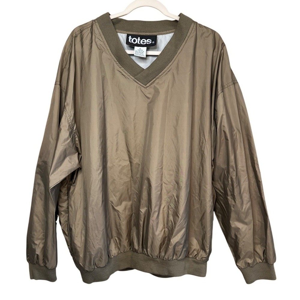 VTG‎ Totes Windbreaker Pullover Tan Golf V-Neck Water Repellent XL Mens